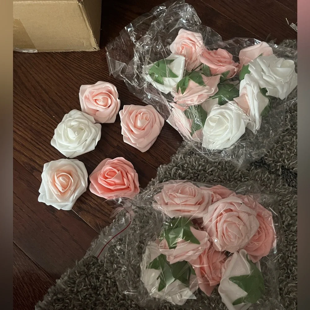 Artificial Pink and White Roses
